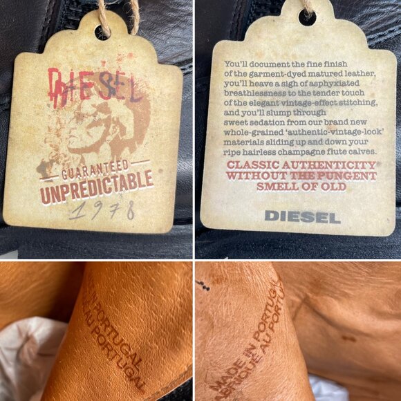 New Diesel Roxydoo Distressed Leather Boots Size 7.5 - Picture 15 of 16